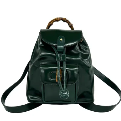 Pre-owned Gucci Green Patent Leather Backpack ()
