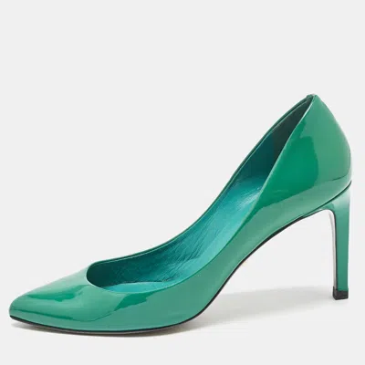Pre-owned Gucci Green Patent Leather Pointed Toe Pumps Size 39