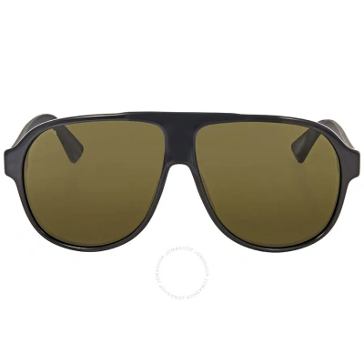 Gucci Green Pilot Men's Sunglasses Gg0009s 001 59 In Black / Green