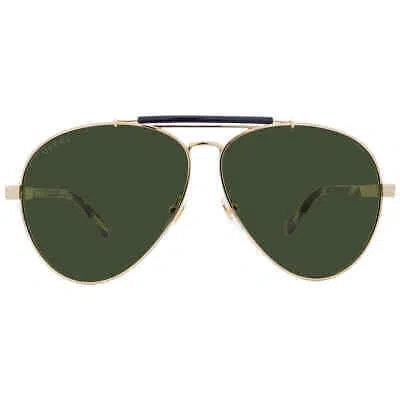 Pre-owned Gucci Green Pilot Men's Sunglasses Gg1287s 003 61 Gg1287s 003 61