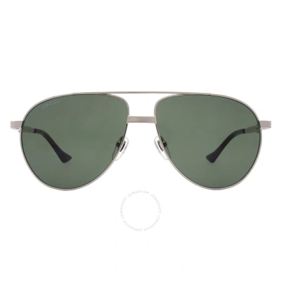 Gucci Green Pilot Men's Sunglasses Gg1440s 002 59 In Green / Silver