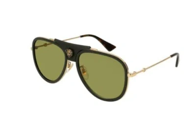 Pre-owned Gucci Green Pilot Sunglasses Gg0062s 014 57