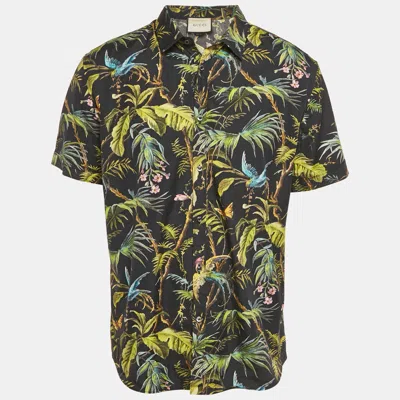 Pre-owned Gucci Green Printed Cotton Short Sleeve Duke Shirt Xxxl