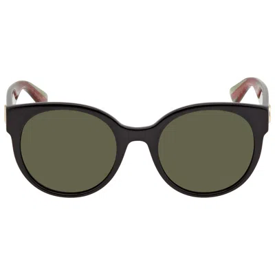 Gucci Green Round Ladies Sunglasses Gg0035sn 002 54 In Black