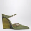 Gucci Green Sabots With Transparent Wedge