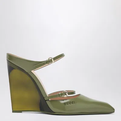 Gucci Green Sabots With Transparent Wedge