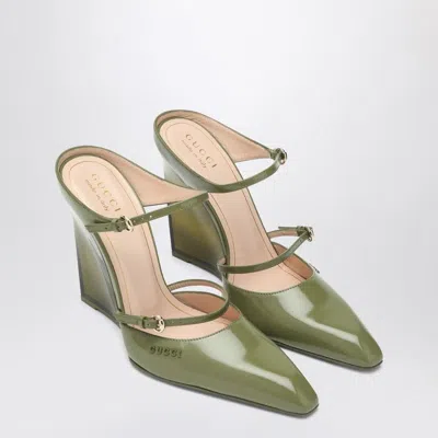 Gucci Green Sabots With Transparent Wedge