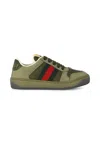 Gucci Green Screener Sneakers For Kids With Web Detail In Green