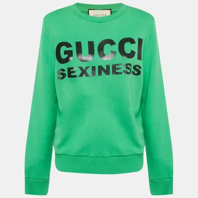 Pre-owned Gucci Green Sexiness Print Cotton Sweatshirt S