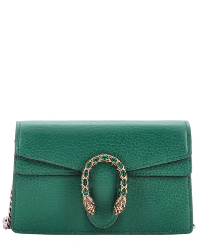 Pre-owned Gucci Green Sheep Leather Dionysus Bag Super Mini (authentic Pre-loved)
