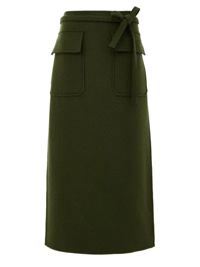 Gucci Green Skirt In Wallet In Cashmere Wool With Pockets