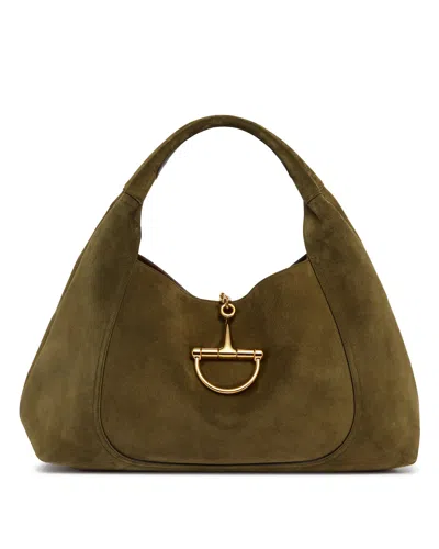 Gucci Green Softbit Maxi Shoulder Bag In Brown