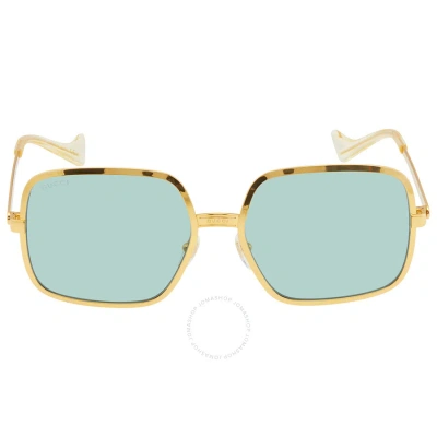 Gucci Green Square Men's Sunglasses Gg1063s 002 60 In Gold / Green