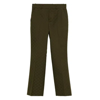 GUCCI GUCCI GREEN TROUSERS - STRAIGHT TROUSERS WOMEN