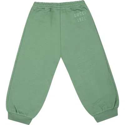 Gucci Green Trousers For Babykids With Logo  1921