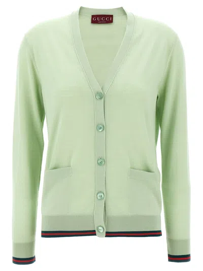 Gucci Extra Fine Cashmere Silk Cardigan In Green