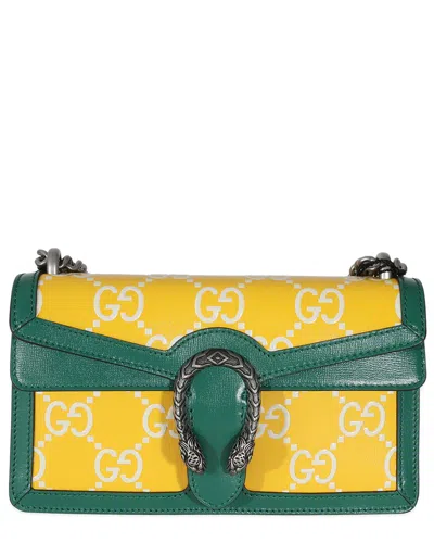Gucci Green, White, Yellow Leather Gg Small Dionysus Bag (authentic Pre-loved)