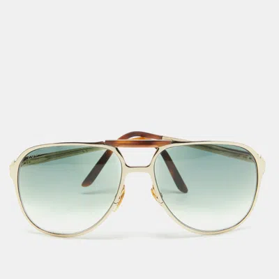 Pre-owned Gucci Green/brown Gradient Gg2206/s Aviator Sunglasses