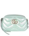 Gucci Green/metallic Matelasse Leather Small Gg Marmont Chain Bag (authentic  Pre-loved) In Silver