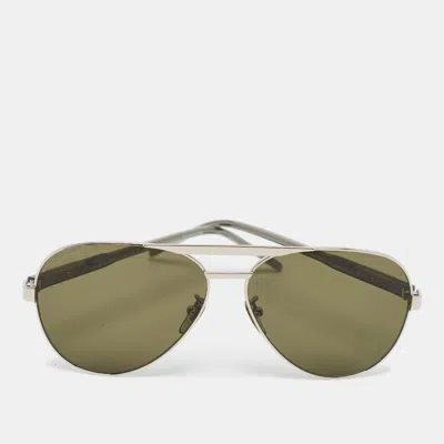 Pre-owned Gucci Green/silver Tone Gg1163s Aviator Sunglasses