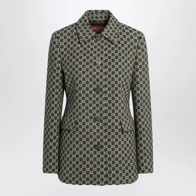 Gucci Green/white Jacket In Gg Bouclã&copy; Cotton Women