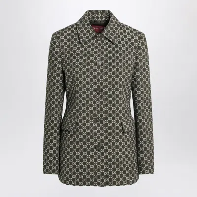 GUCCI GUCCI GREEN/WHITE JACKET IN GG BOUCLÉ
