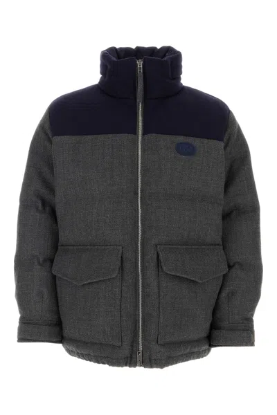 Gucci Dark Grey Wool Blend Down Jacket In Gray