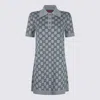 Gucci Grey And Blue Wool Mini Dress In Multi