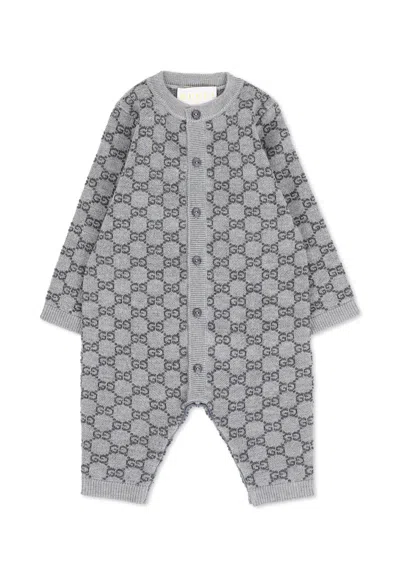 Gucci Grey Babygrow For Babykids With Gg In Gray