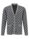 Gucci Grey Black Jacquard Cardigan In Gray