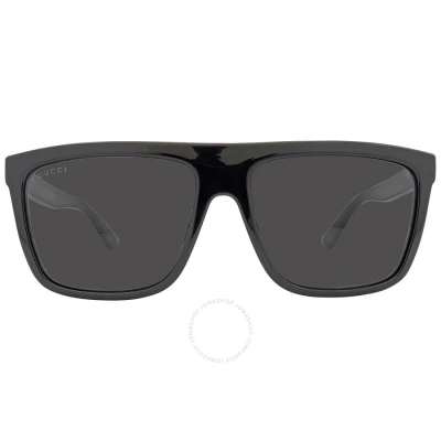 Gucci Grey Browline Men's Sunglasses Gg0748s 001 59 In Black / Grey