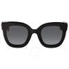 Gucci Grey Butterfly Ladies Sunglasses Gg0208s 001 49 In Black / Grey