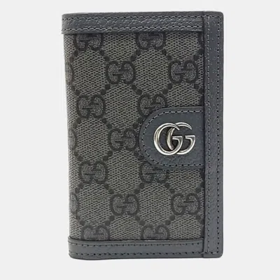 Pre-owned Gucci Grey Canvas Ophidia Card Holder In Gray