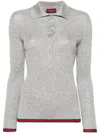 Gucci Cashmere And Silk Polo Top With Web In Grey