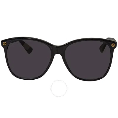 Gucci Grey Cat Eye Ladies Sunglasses Gg0024s 001 58 In Black