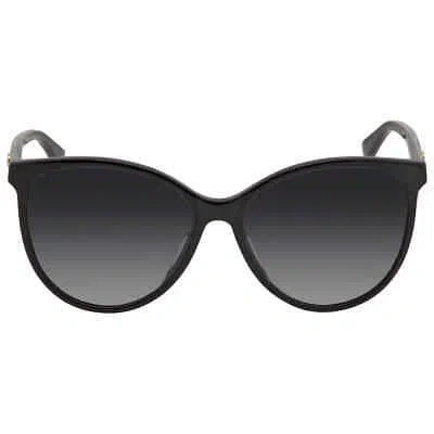 Pre-owned Gucci Grey Cat Eye Ladies Sunglasses Gg0377skn 001 57 Gg0377skn 001 57 In Gray