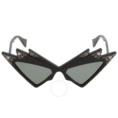 Gucci Grey Cat Eye Ladies Sunglasses Gg1371s 003 53 In Black / Grey
