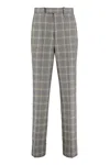 GUCCI GREY CHECKERED WOOL-LINEN BLEND TROUSERS WITH CUFFED HEM FOR WOMEN | FW22 COLLECTION