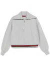 Gucci Grey Sweatshirt With Half Zip Closure And Web Detail On The Waist In Jersey Woman In Grey