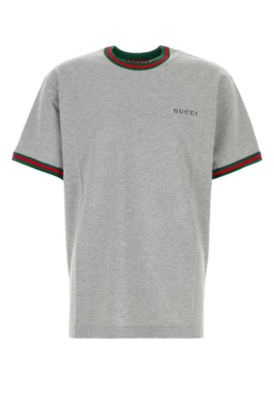 Gucci Grey Crewneck Logo T-shirt In Gray