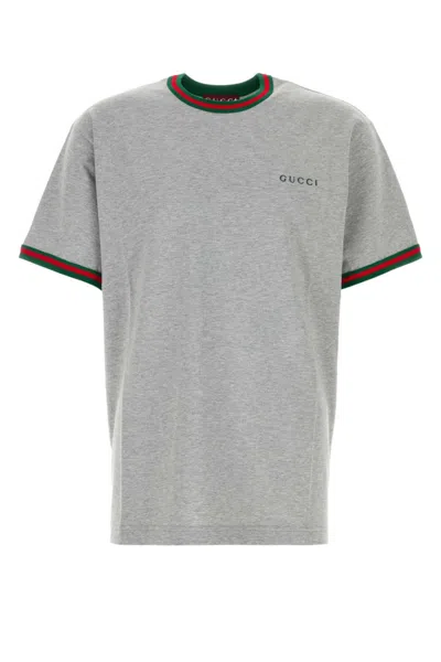 GUCCI GREY CREWNECK LOGO T-SHIRT