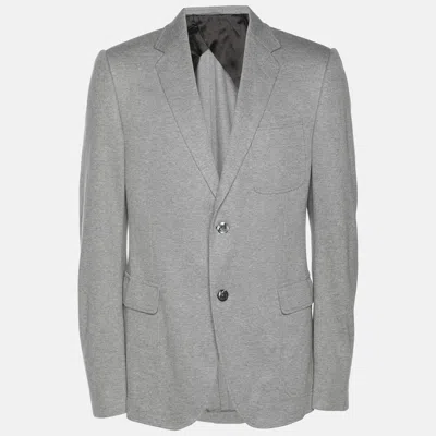Pre-owned Gucci Grey Cupro Double Button Blazer L