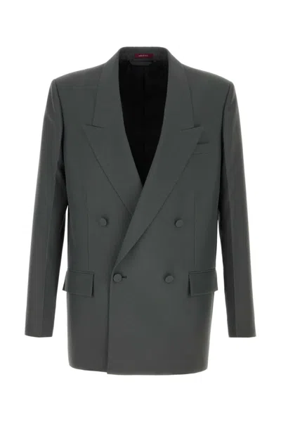 GUCCI MEN GREY DOUBLE-BREASTED BLAZER, 40 LUXURY BLAZERS FOR MEN DARVEYS
