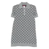 Gucci Gg Wool Dress With Ribbed Profiles In Gray