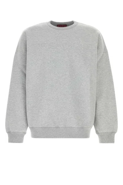 GUCCI GREY EMBOSSED LOGO SWEATSHIRT
