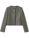 Gucci Embroidered Gg Wool Tweed Jacket In Grey