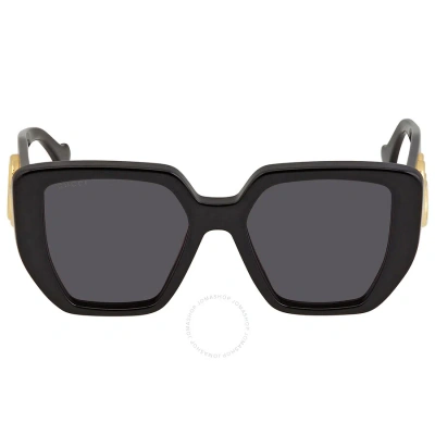 Gucci Grey Geometric Ladies Sunglasses Gg0956s 003 54 In Black / Grey