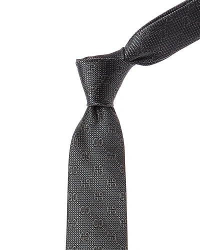 Gucci Grey Gg Silk Tie