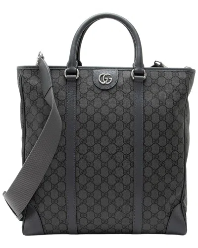 Gucci Grey Gg Supreme & Leather Ophidia Vertical Medium Tote (authentic Pre-  Loved) In Gray