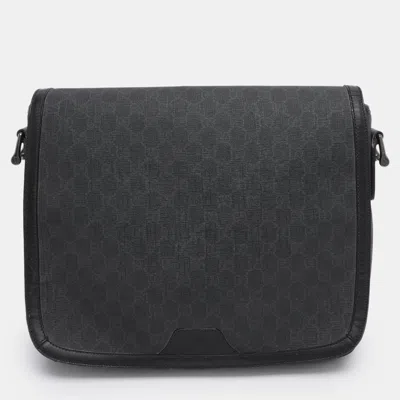 Pre-owned Gucci Grey Gg Supreme Canvas And Leather Messenger Bag In Gray